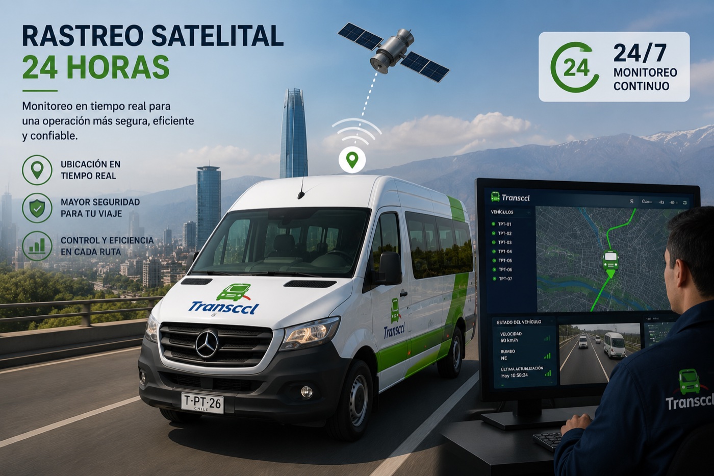 Monitoreo satelital 24/7 de la flota Transccl